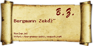 Bergmann Zekő névjegykártya